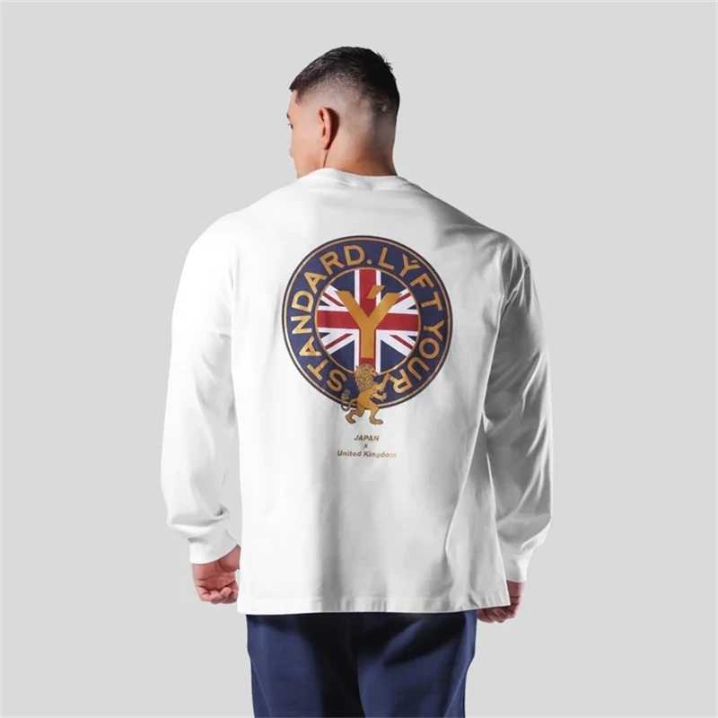 LYFT Men Cotton T shirt Long Sleeve Loose Shirts Bodybuilding Print Workout Fitness T-shirt Mens Spring Autumn Sport Clothing J251203