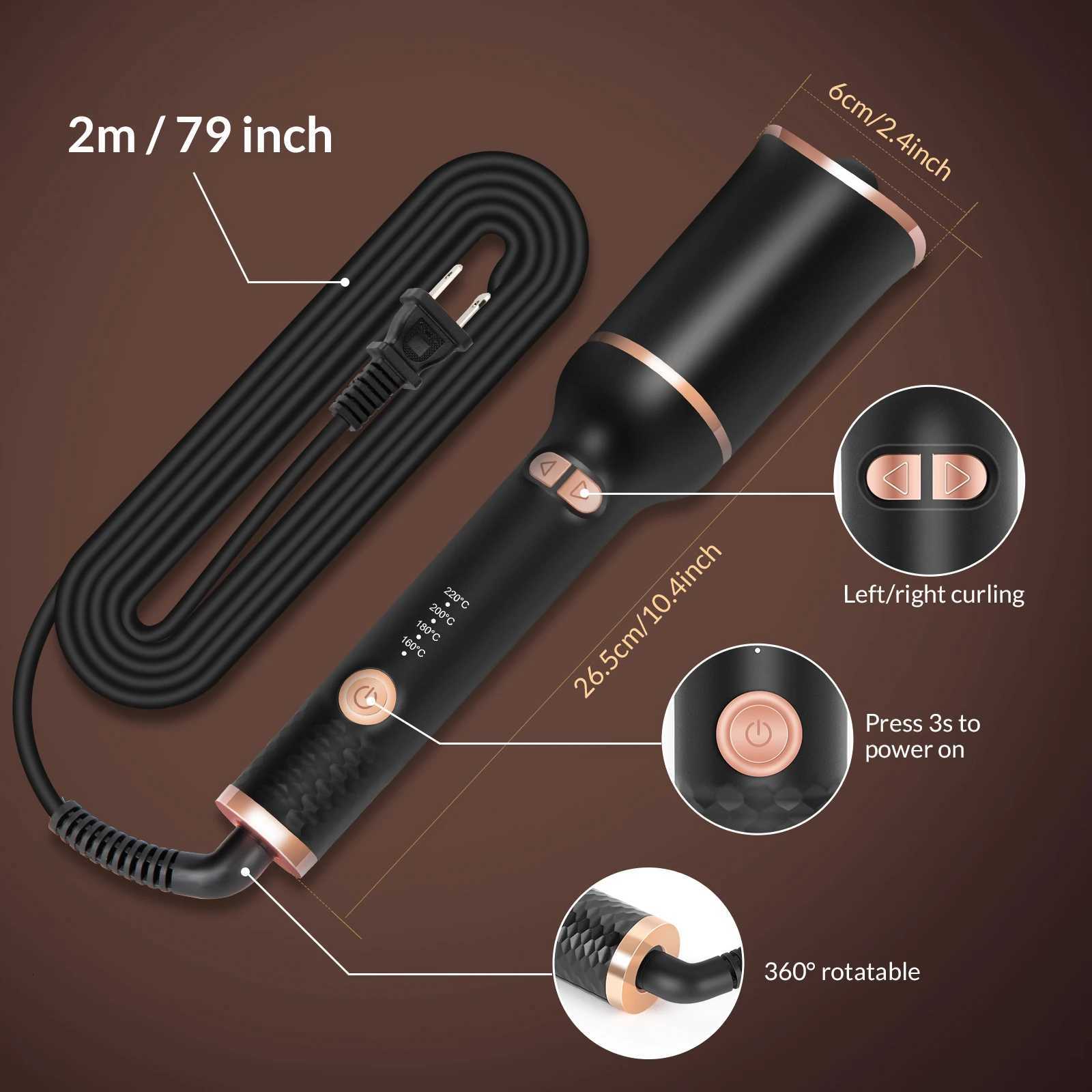 Autatic Curling Iron Electric Autatically Curly Tongs Hair Curler hine Portable Professional Auto Rotating Wand Curl C251202