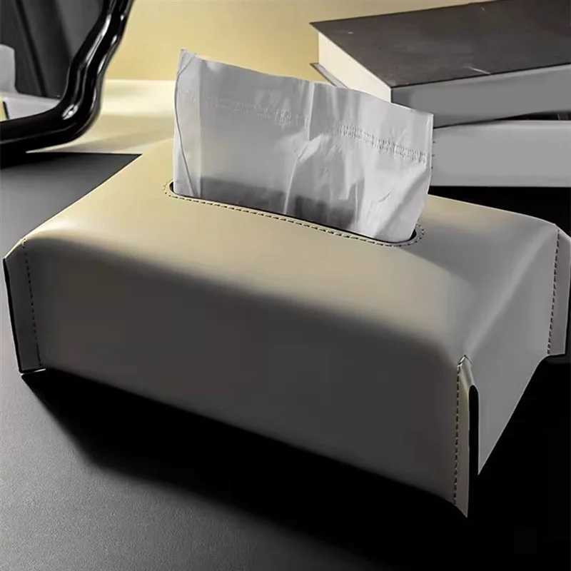 ABRS-Tissue Box Synthetic Leather Napkin Case Living Ro Tissue Paper Holder Desktop He Tabletop Decoration H251201
