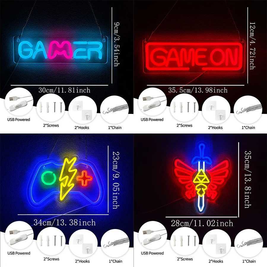 Game Series Neon Sign Gamepad Personality Icon Usb Powered Used For Room Club Game Room Office Man Cave Decor Wall Lamp H251201