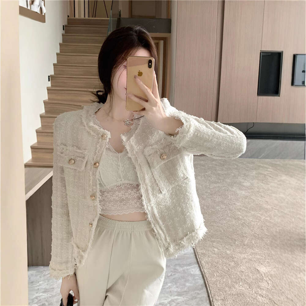 Short Coat Womens Tweed Style Designer Luxury Spring Autumn 2025 New Socialite Style Single Layer Coat Manufacturer Coarse Tweed Fringe Trim