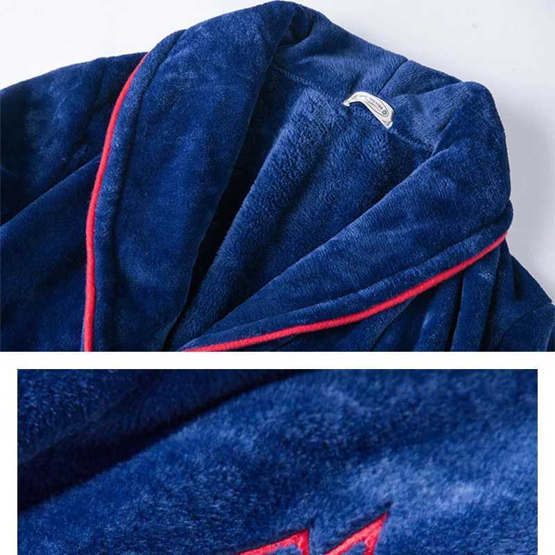 Flannel Bath Gown Winter Bathrobe Men 3XL Thick Mens Robe Terry Long Sleeve Solid Male Sleep Gown Women Nightgown Kimono Lounge C251202