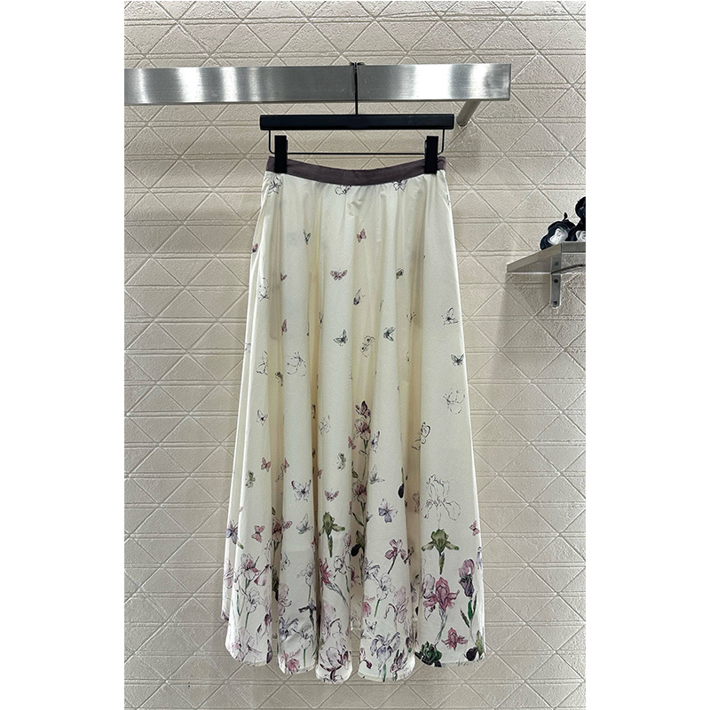 2025 Skirts Designer Women Butterfly Printed A-line Elegant Long Skirts Ladies High Waist Skirt Street Wear