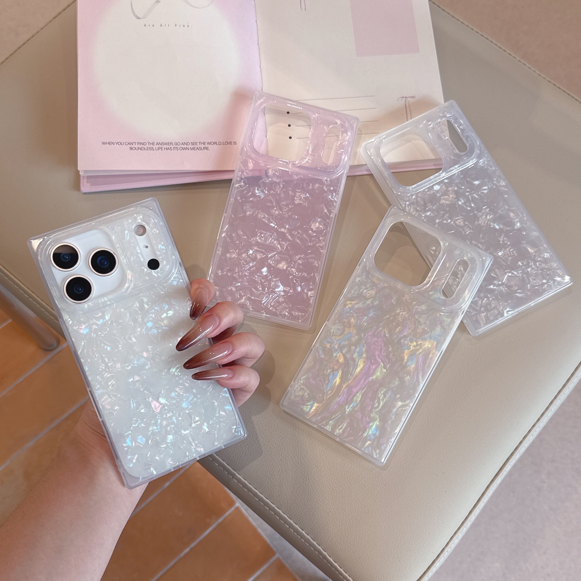 Square Shell Pattern Phone Case iPhone 17 Pro Max Compatible With Apple 16/15 Pro Simple Full Protection Anti-drop Case