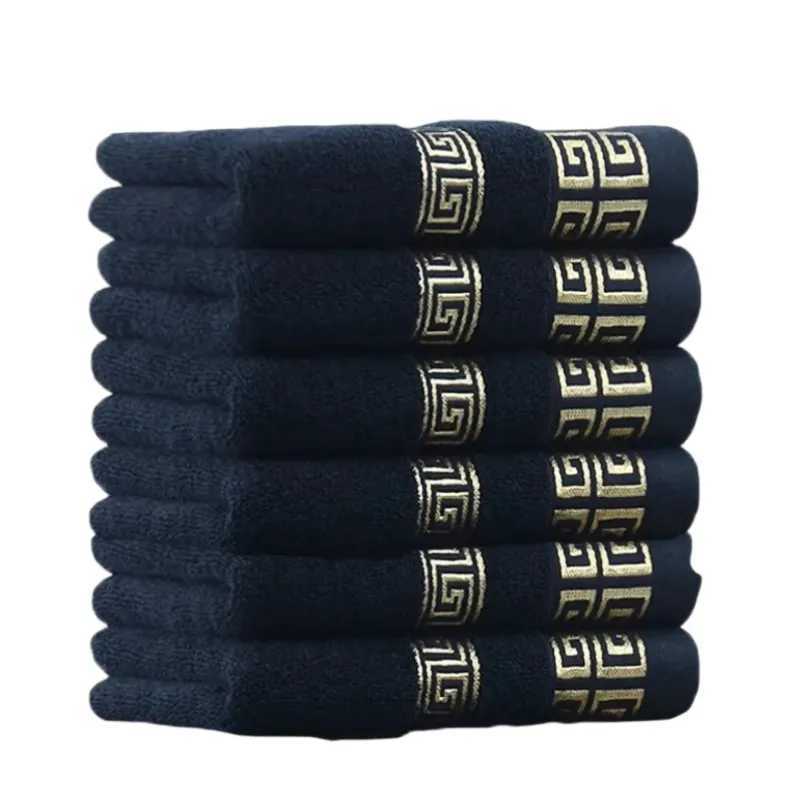 1/4/6pcs Black Cotton Towels 34x74cm 70x140cm Embroidered Hotel Quty Bath Towel for Adults Christmas Gift Thicken Face Towels Y251202