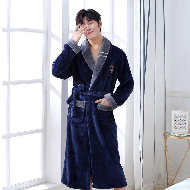 High Quality Mens Robe Winter Bathrobe Male Long Thick Warm Terry Fleece Towel Dressing Gown Couple Home Bath Robes C251202