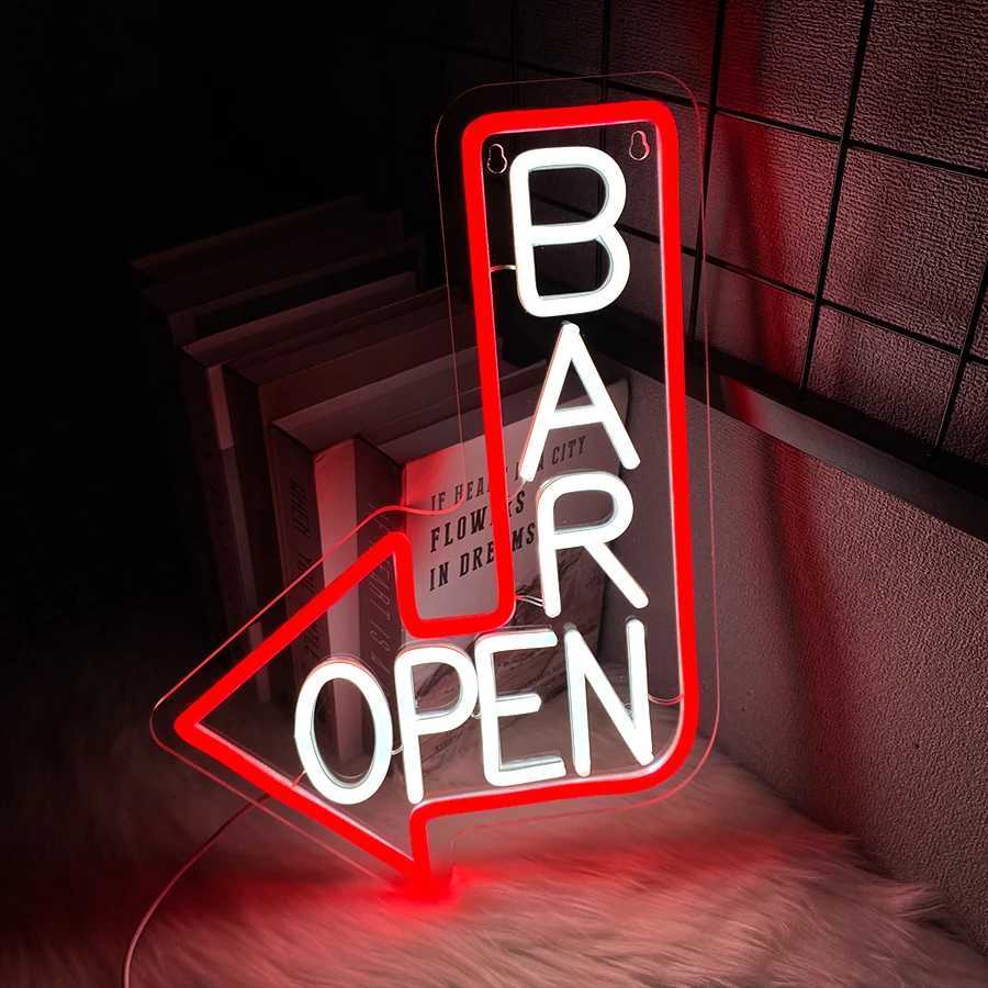 Bar Open Led Neon Sign Arrow Icon Used For Bar Door Wall Decor Usb Powered Restaurant Bar Business Occasions Wall Lamp H251201