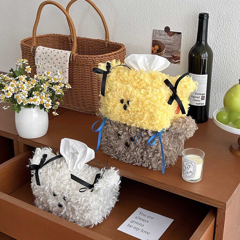 Cute Plush Dog Tissue Box Creative Paper Box Dormitory He Desktop Paper Drawer Set Living Ro Desktop Decoration H251201