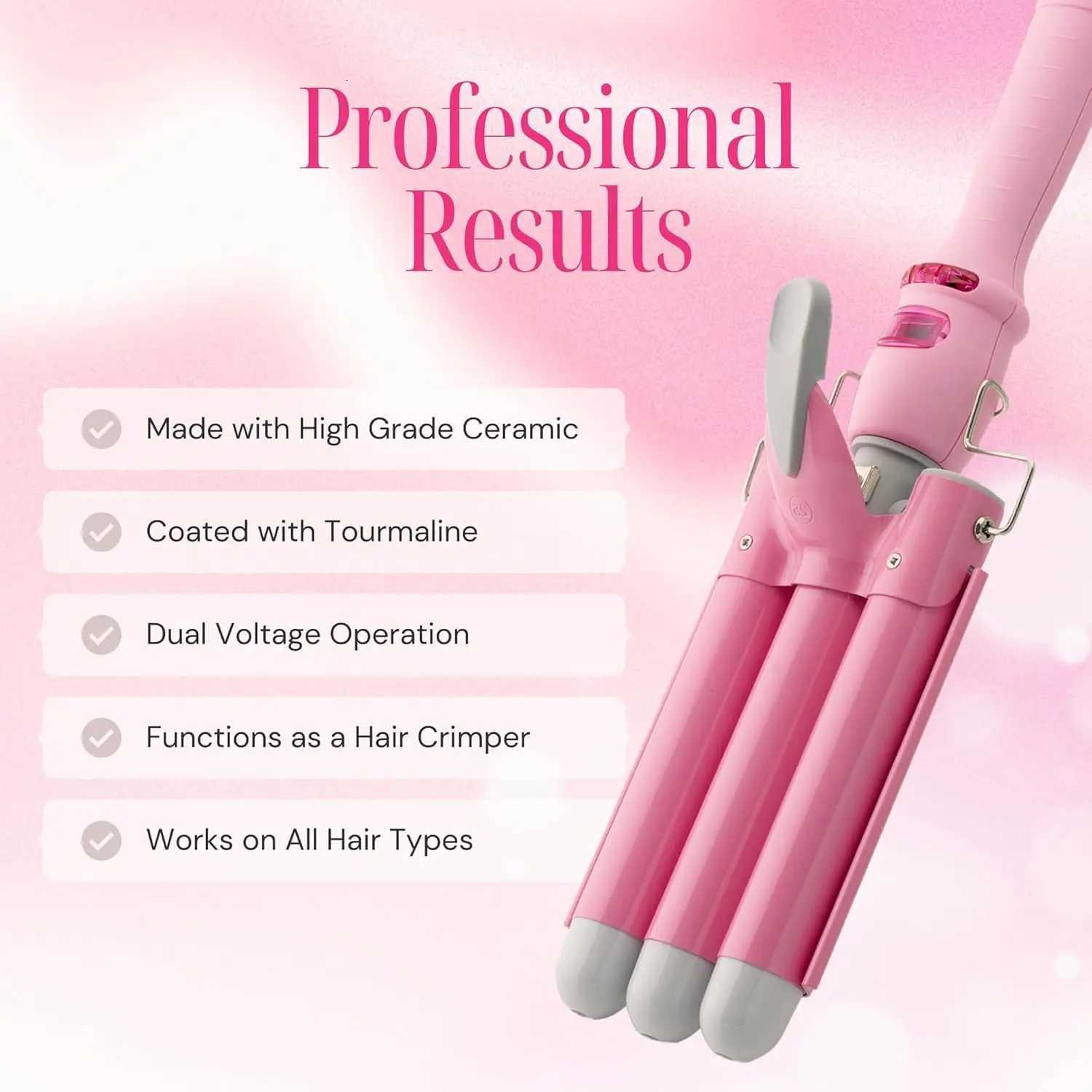YAWEEN Lcd Curling Iron Professional Ceramic Hair Curler 3 Barrel Hair Curler Irons Hair Wave Fashion Styling Tools C251202