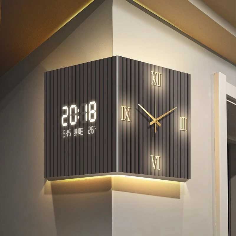 Modern Dual-Sided Corner Clock Space-Saving Wall Dcor for Living Room Minimalist Bedroom Background Frameless Home Office DecorW251202
