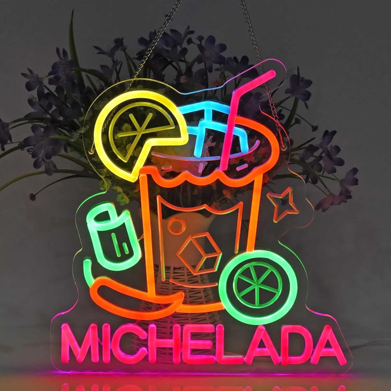 Michelada Neon Sign LED Cocktail Neon Lights Hanging for Mexican Restaurant Bar Man Cave Kitchen Party Home Decor USB Dimmable H251201