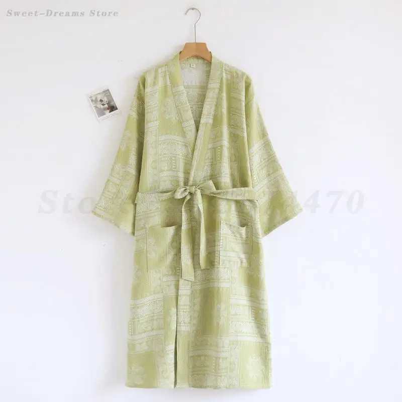 Adult Mens Cotton Robe Kimono Bathrobe Gown Yukata Negligee with Pocket Loose Casual Home Wear Printed Loungewear Sleepwear C251202