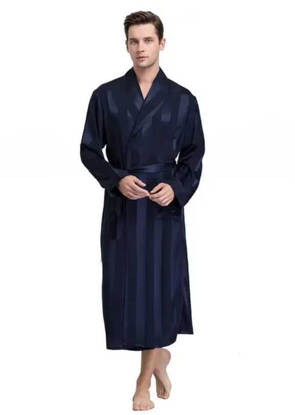 Mens Silk Satin Pajamas Sleepwear Robe Robes Bathrobe Nightgown S3XLFor XMAS Gifts C251202