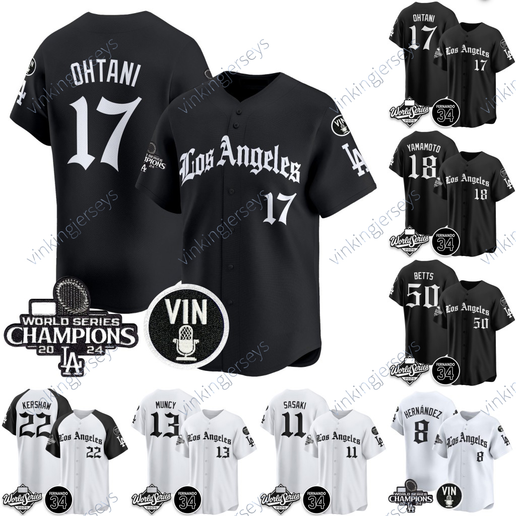 Dodgers 2025 LA Gothic Style Jersey Ohtani Freeman Yamamoto Mookie Betts Valenzuela Muncy Chris Taylor Edman Smith Treinen Enrique Hernandez All Stitched