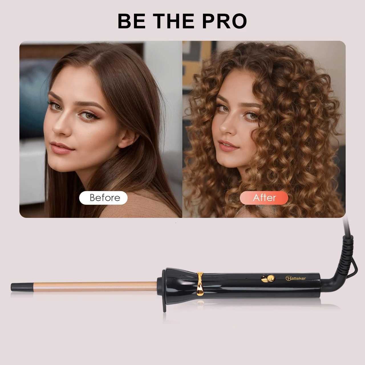 Hatteker 9mm tra-Fine Wool Curling Iron Constant Temperature Hair Protector Styler for Wen He Use Noodle Curler C251202