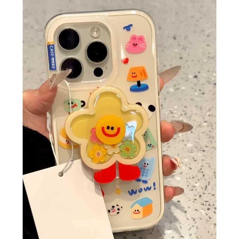 Doodle Funny Flower Bracket Case Compatible for IPhone 16 15 11 13 14 12 Pro Max XR XS Max X 15 7 8 16 Plus SE New IMD Cover J251202