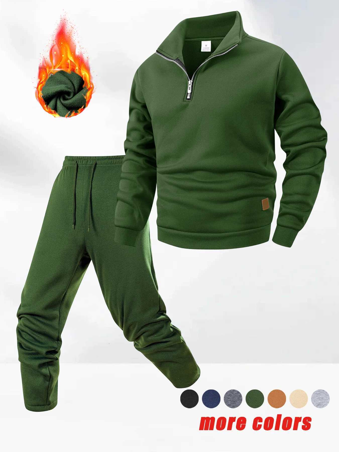 Mens TracksuitsSweatpants Two Pieces Suits 2025 Zipper Stand Collar Sweatshirt Daily Casual Fitness Jogging Sports Pants Sets W251202