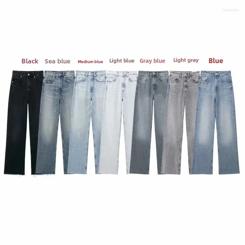 Women's Jeans Denim Pants For Women High Waist Wide Leg Fashionable Versatile Classic With Worn Decoration Origin China Z260313