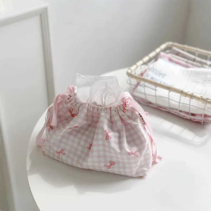 Creative Desktop Decoration Tissue Storage Bag Bow Mti pose Tissue Box Handbag Drawstring Storage Bag He H251201
