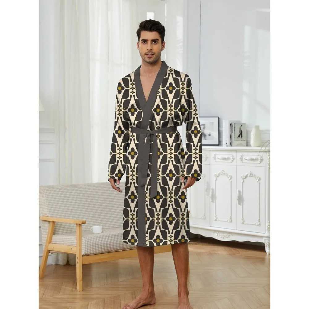 Mens Robe 2025 New 3D Pattern Printed Nightgown Suitable for Family and Skin-friendly Couple Thin Design Light Luxury Nightgown C251202