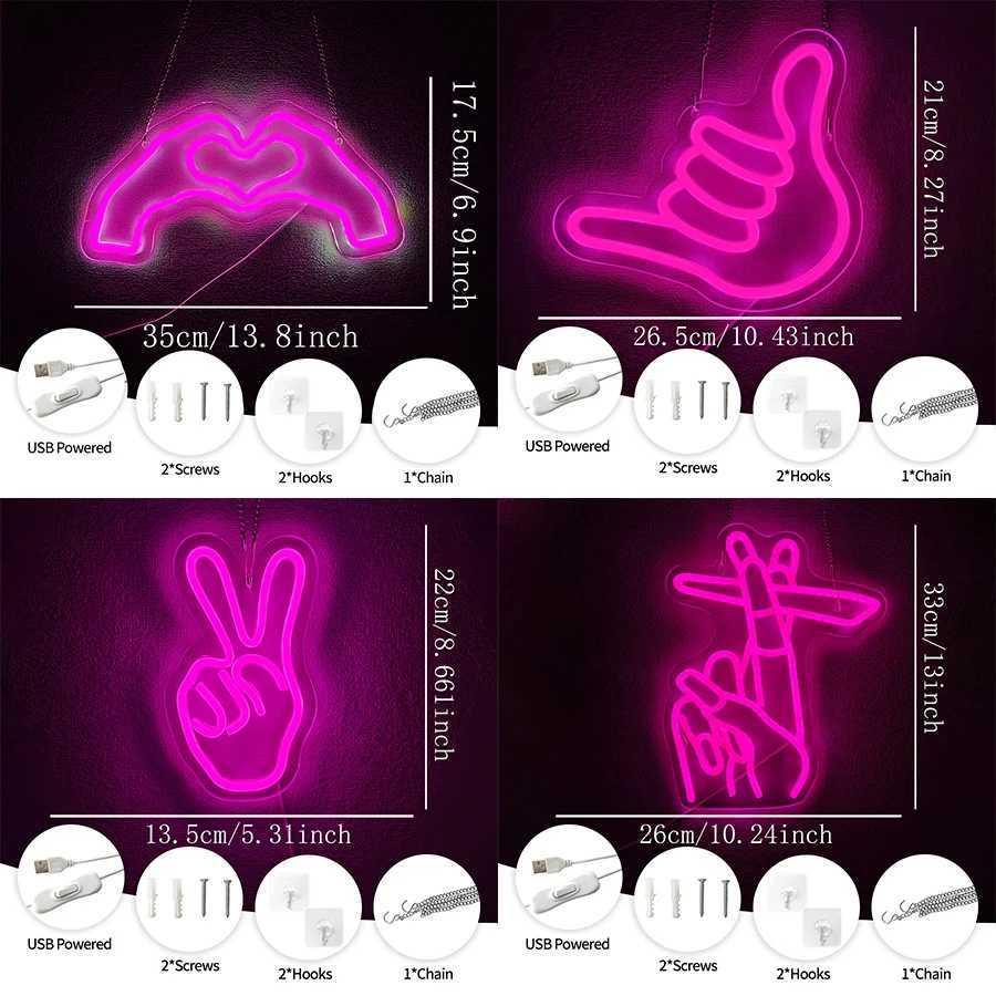 Gesture Led Neon Sign Pink Gesture Icon Used For Bedroom Home Bar Girls Room Nail Salon Beauty Salon Party Decor Gifts H251201