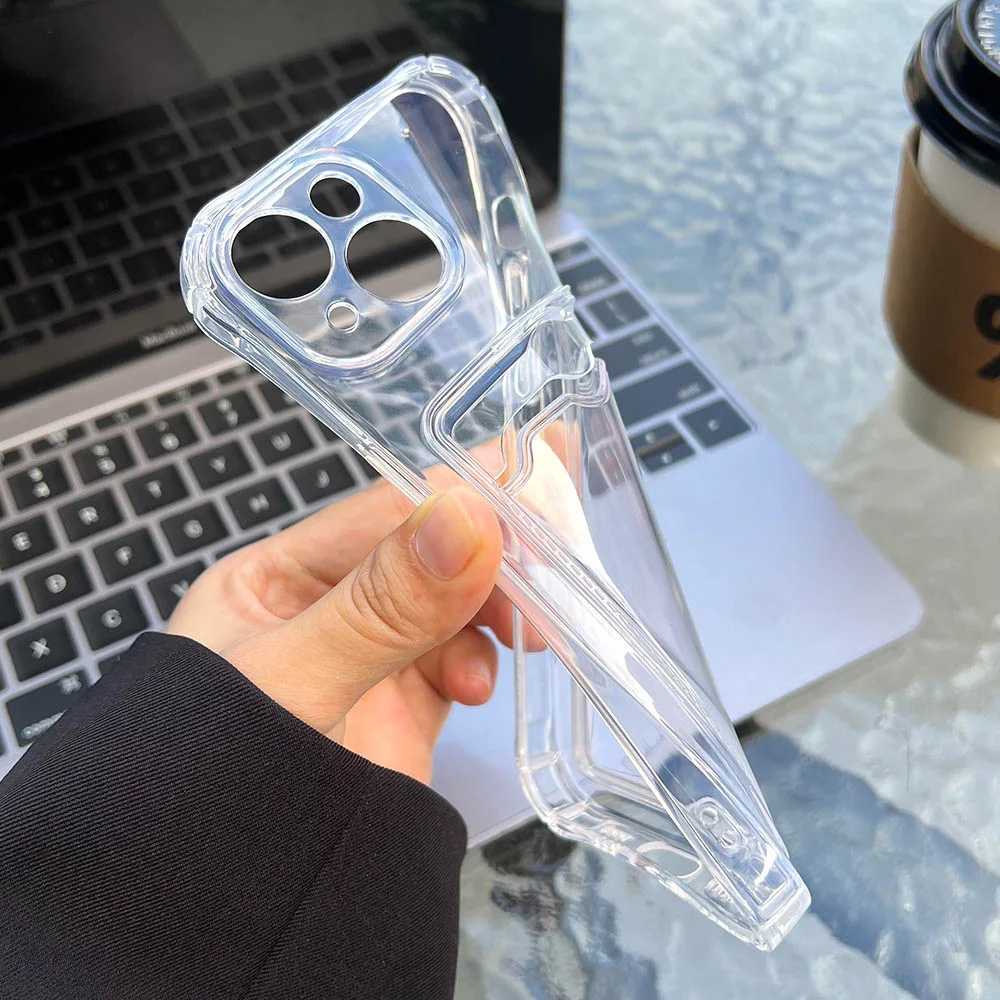 Wallet Card Holder Clear Soft Case For iPhone 16 Pro 15 13 14 12 11 Pro Max XS XR X 8 7 Plus SE2022 Transparent Card Slots Cover J251202