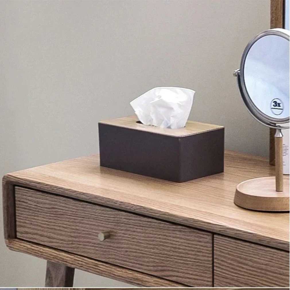 Tissue Box Table Napkin Rings Tissue case Paper Box Container Bamboo Cover Solid Wood Storage Box He Table Decoration H251201