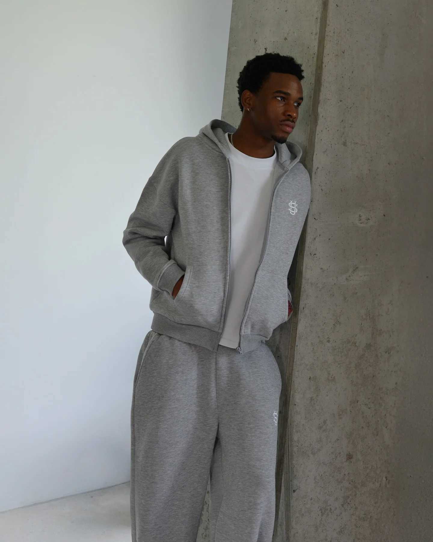 Embroidered casual zipper hoodie sweatpants two-piece set Y2K clothing mens hip-hop oversized sweatpants casual pants W251202