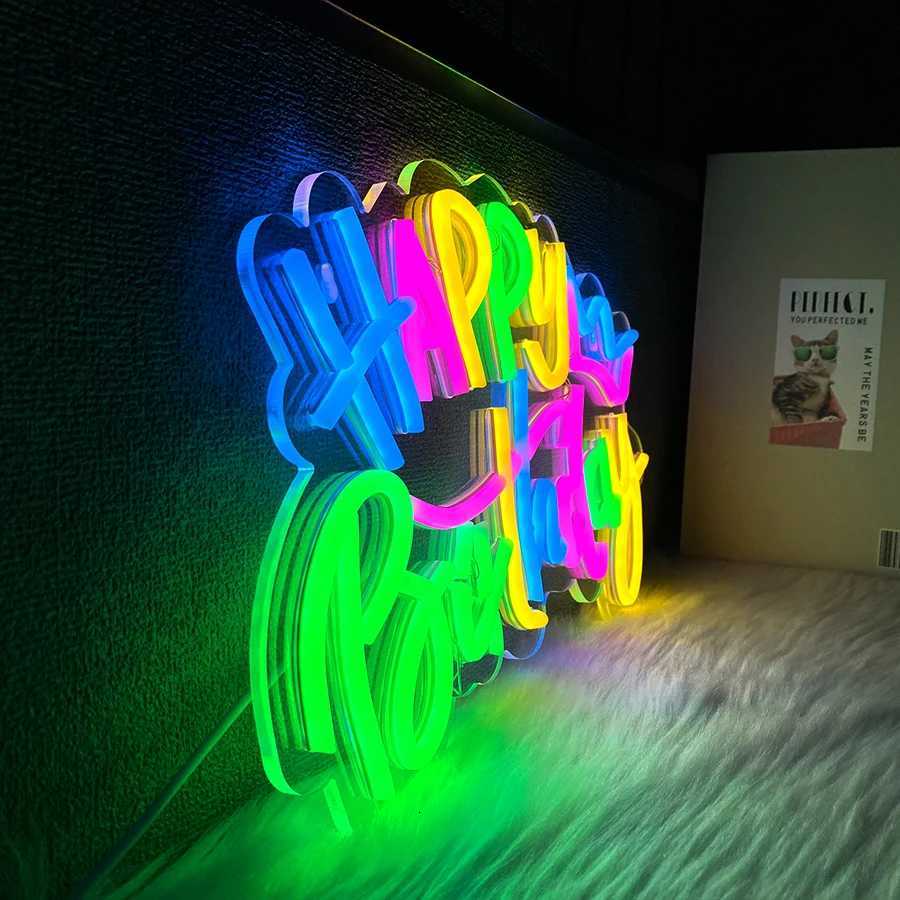 Happy Birthday Neon Sign For Birthday Party Wall Decor Party Decoration Home Bedroom Living Room Decor Bar Club H251201