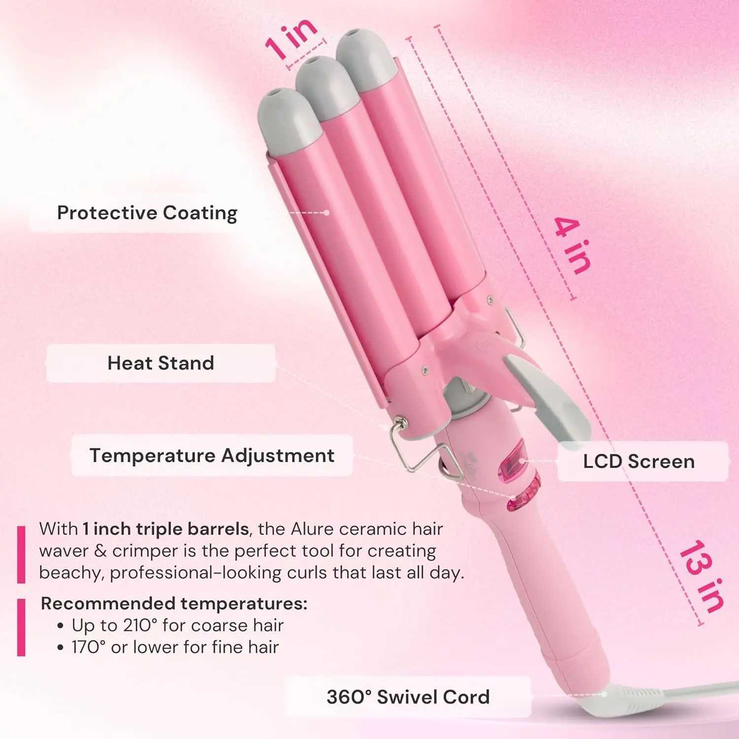 YAWEEN Lcd Curling Iron Professional Ceramic Hair Curler 3 Barrel Hair Curler Irons Hair Wave Fashion Styling Tools C251202