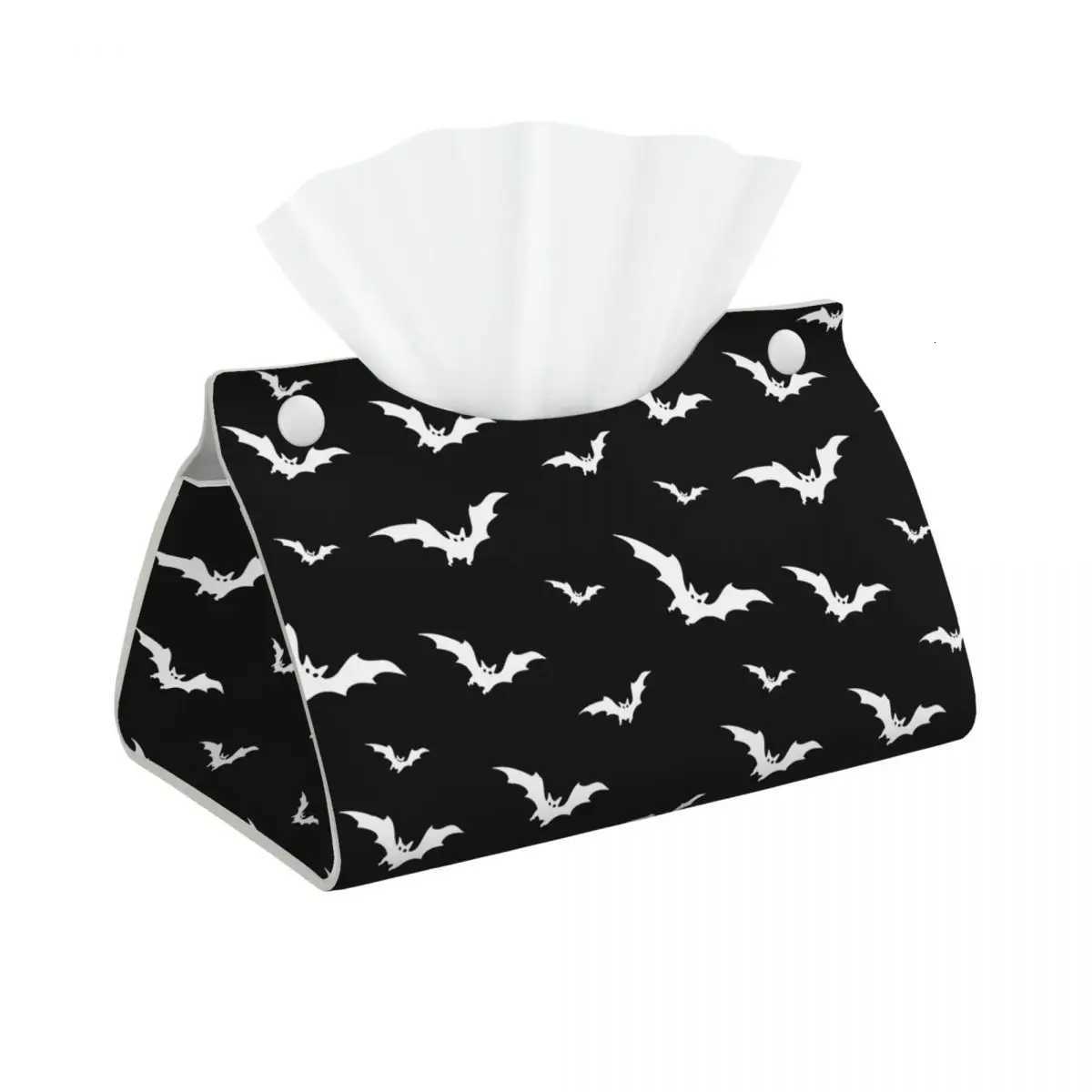 Cust Halloween Goth Bats Tissue Box Holder Rectangar Occt Witch PU Leather Facial Tissue Box Cover for Car He H251201
