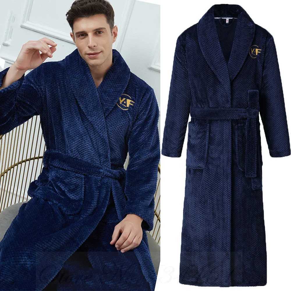 Oversize 3XL 4XL Winter Thicken Warm Sleepwear Kimono Bathrobe Gown Flannel Men Long Robe Loose Coral Fleece Homewear Loungewear C251202