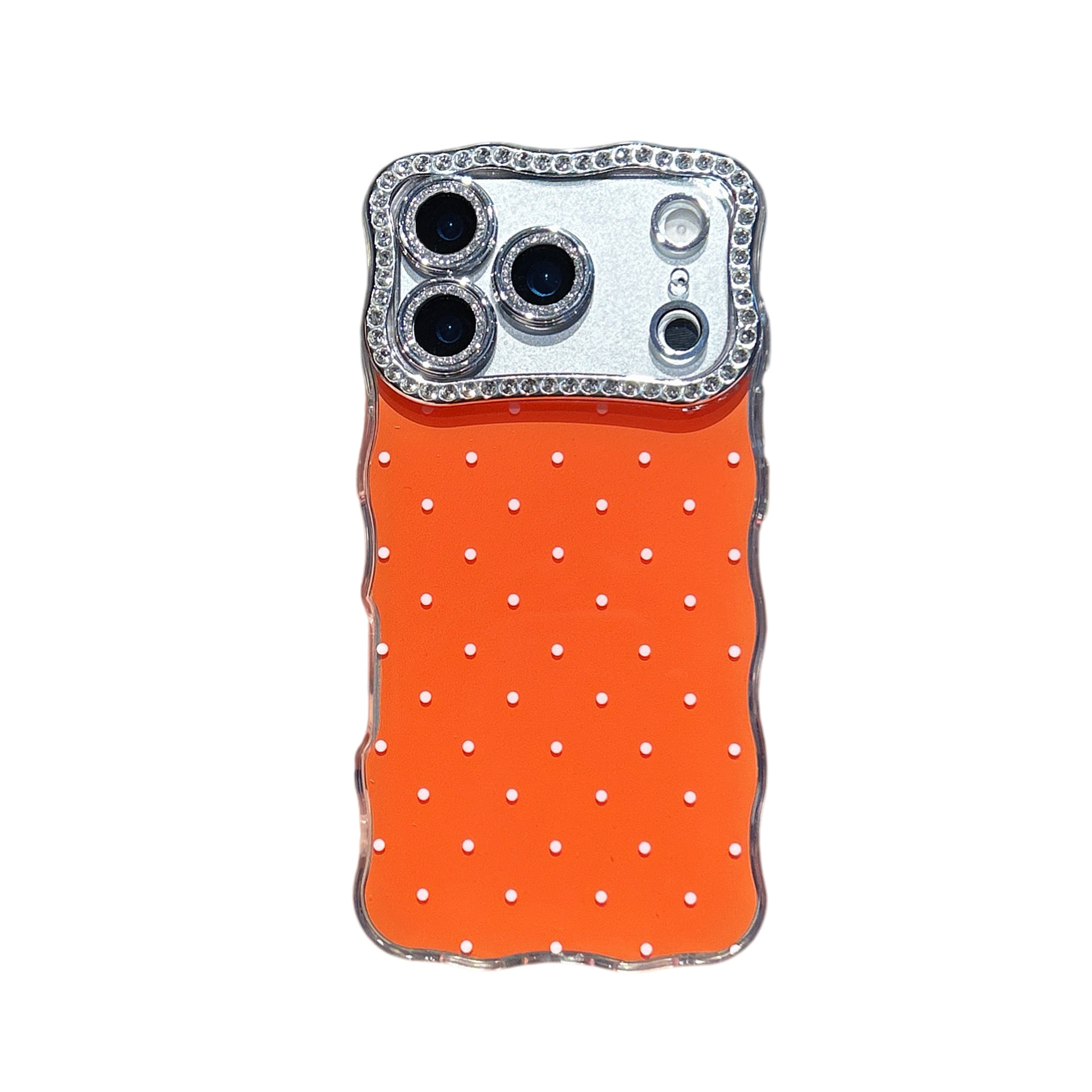 Twisted Edge Polka Dot Phone Case iPhone 17 Pro Max Compatible with Apple 16/15 Pro Diamond Lens Hard Protective Case