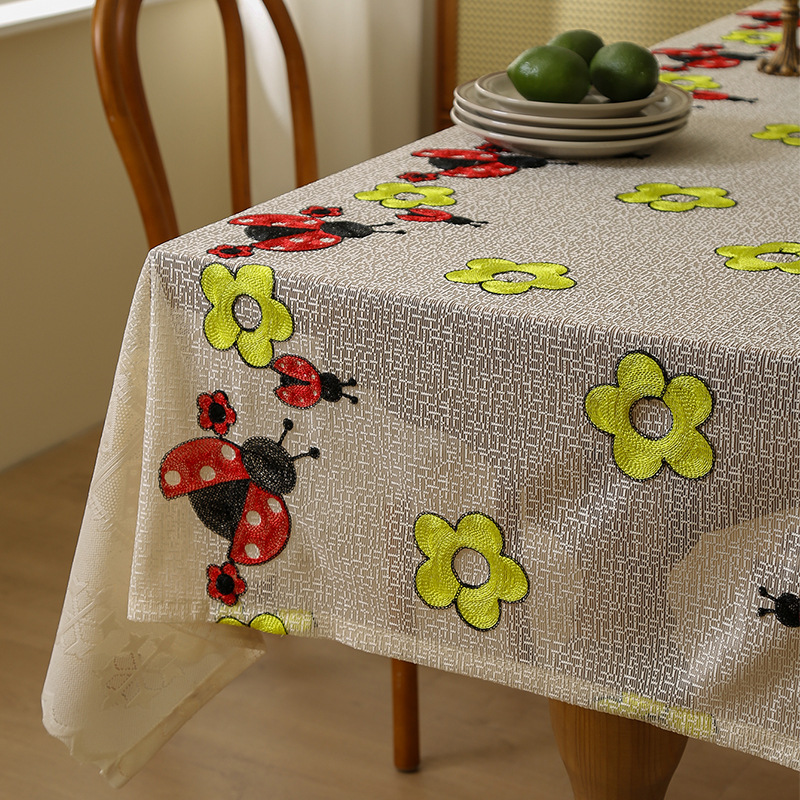 Waterproof and oil-proof rectangular waterproof desk mat, rectangular placemat, cotton and linen tablecloth, coffee table mat RU2E01