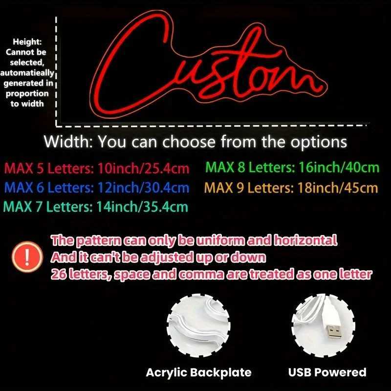 Custom your Personalised Name Neon Sign Light for girls/boys Birthday Party Bar Wedding Room Wall Decoration Neon Led sign H251201