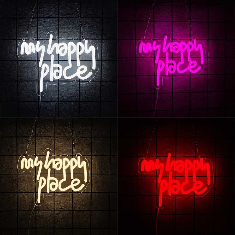 My Happy Place Series Neon Signs Led Letter Icons Usb Powered Used For Room Bar Club Game Room Party And Wedding Decor H251201