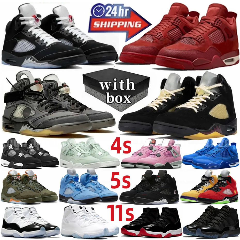With Box Designer Shoes 4s 5s 11s Basketball Shoes Black Cat Cement Fire Cherry Thunder Brick Metallic Reimagined Grey University Flu Game Men Women Sneakers 36-47
