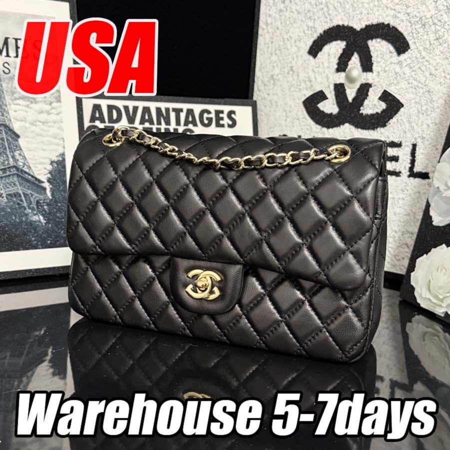Designer bag luxury bag CF sheepskin black gold diamond grid leather chain shoulder strap crossbody bag shoulder bag high quality leather tote bag wallet