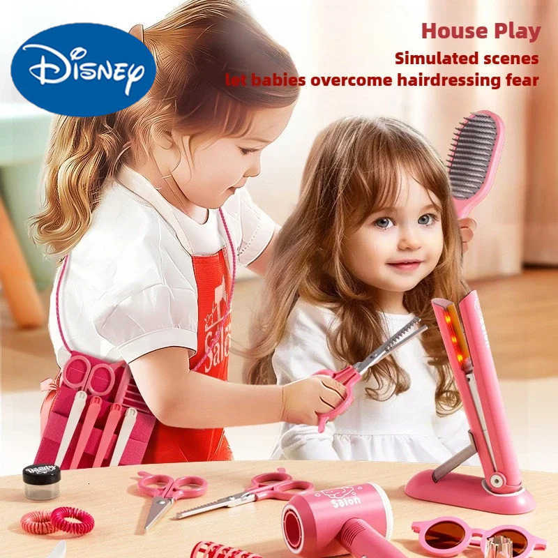 Disney Girls Beauty Salon Set pretend play Hairdresser Toy Hair Cutting Kit With Hair Dryer Scissor Apron And Stylin Accessories H251202