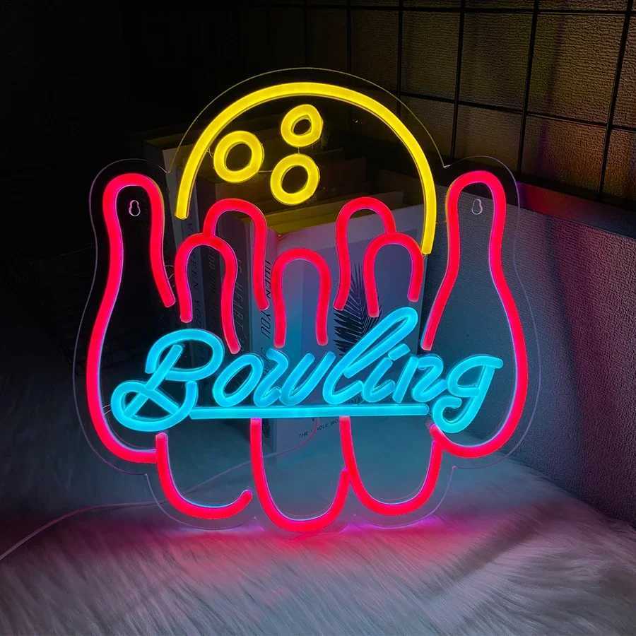 Neon Bowling Lights sign Neon Signs Decorated On Walls Led Signs Bars And Clubs Holiday Parties Bowling Roomschritmas Gift H251201