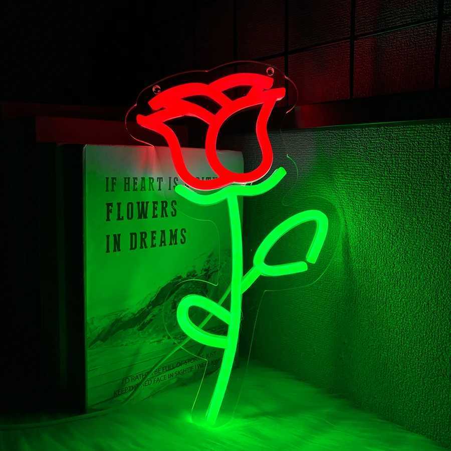 Neon Signs Of Roses Art Wall Decor Usb Powered Used For Bedroom Home Clubs Flower Shops Garden Wall Lamps Easy To Hang H251201