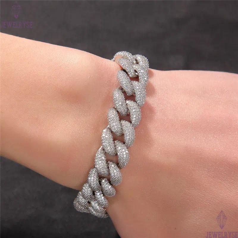 rap hip hop jewelry 14mm 3D cuban link chain gold necklace designer silver mens necklace bracelet woman Copper AAA Zirconia Diamond Iced Out Chains Ch