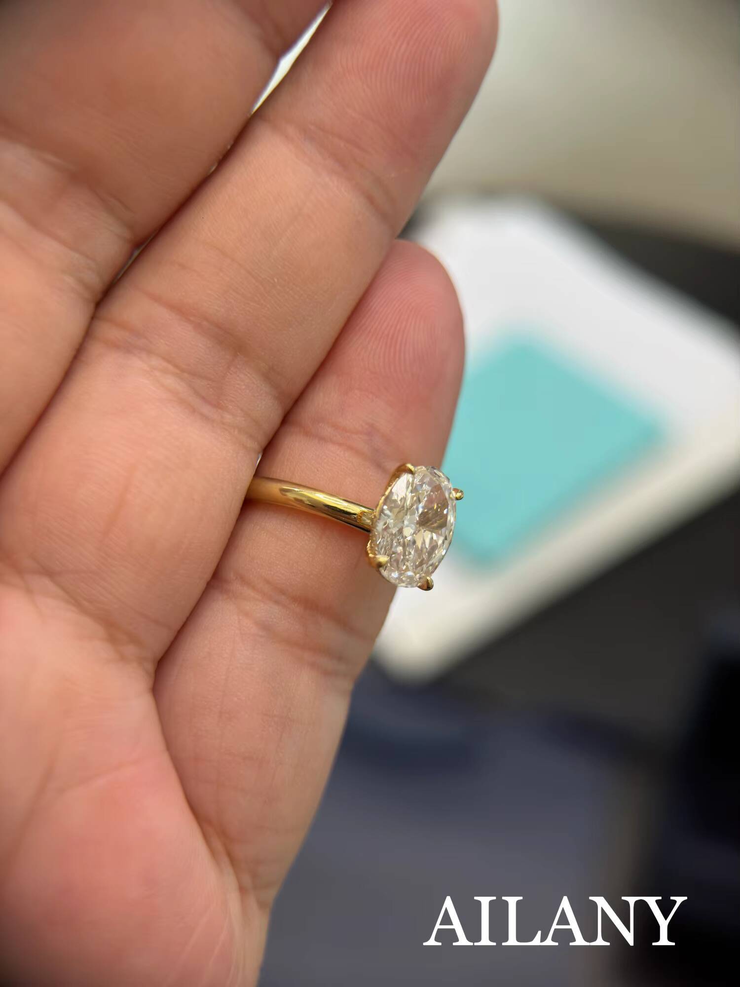 CVD/HPHT 1-15CT Laboratory-grown Diamond Oval Cut Hayley Four-prong 18K Gold Plated Minimalist Diamond Ring