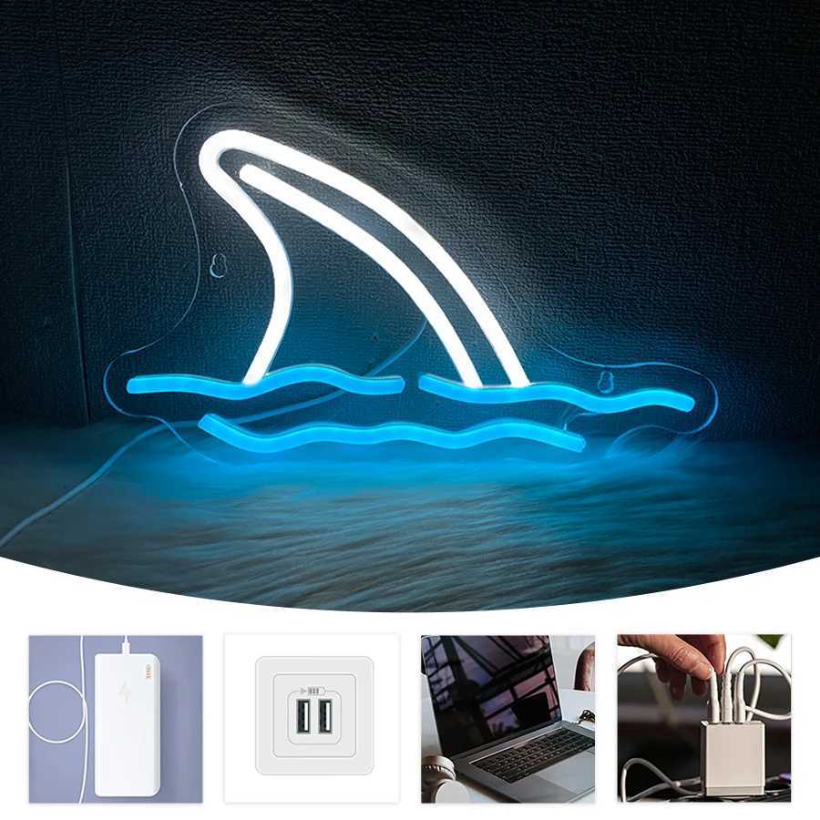 Shark Neon Sign Acrylic Usb Night Light Used For Art Decor Of Bedroom Shop Bar Game Room Office And Party Supplies Wall H251201