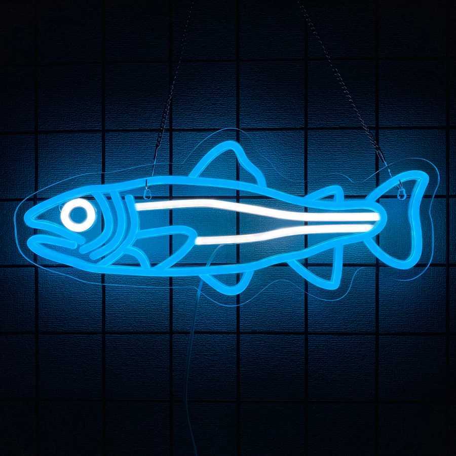 Fish Neon Sign Wall Business Decor Usb Powered Suitable For Clubs Shops Fishing Equipment Stores Man Cave Wall Lamps H251201