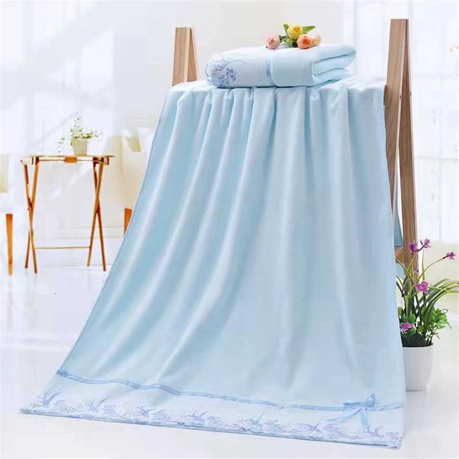 2pcs/set Microfiber Embroidered Towel Set Solid 1pc 75x35cm Face Towel 1pc 140x70cm Bath Towel Quick Dry Towels Bathroom Y251202