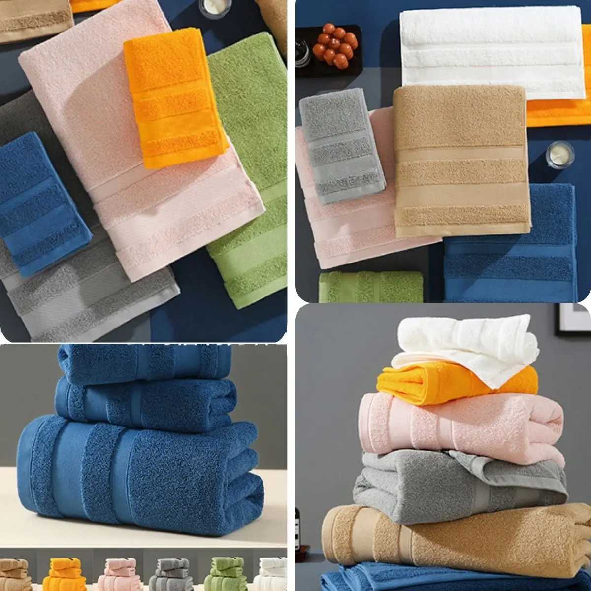 2 Pcs Towel Set 100 Cotton Soft Absorbent Towels for Bathroom Livingroom Kitchen Y251202
