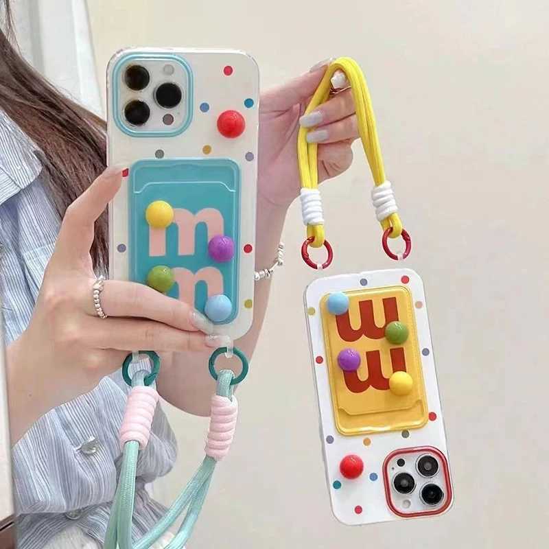 Kawaii 3D Candy Beans for iPhone 16 Plus 15 Pro Max 11 12 13 Mini XS XR 7 8 SE Card Holder Cartoon Soft Phone Case With Lanyard J251202