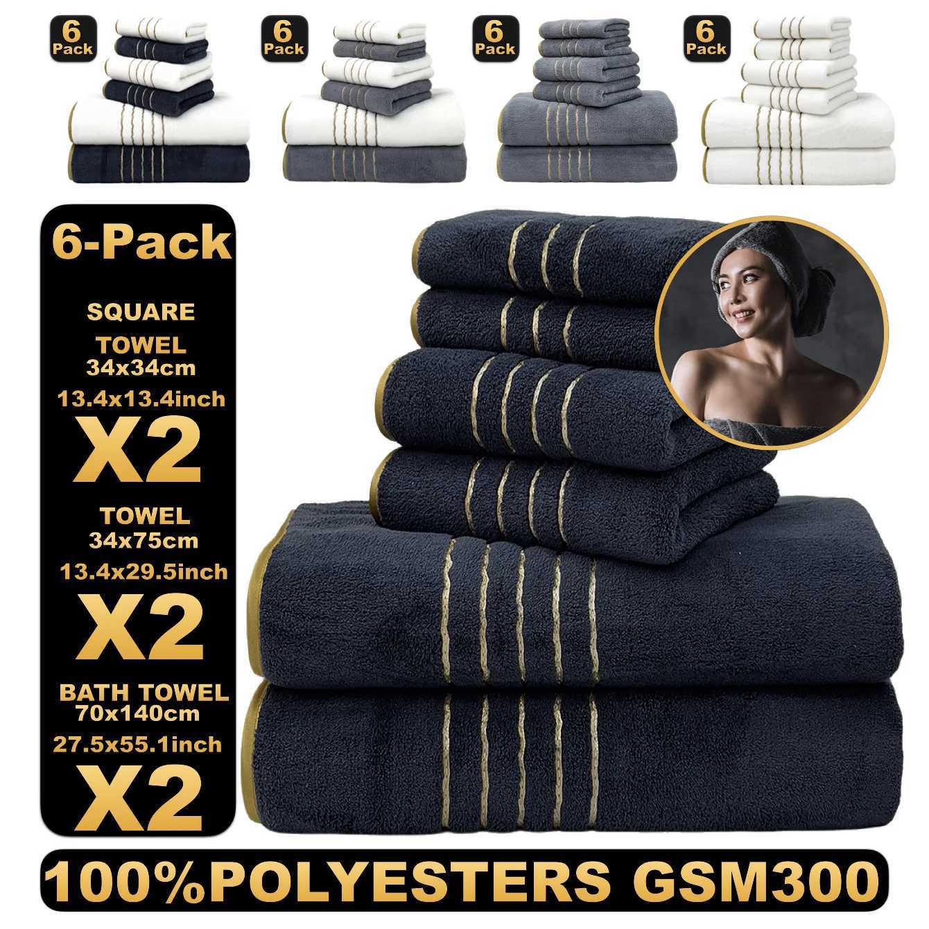 6 Pcs Super Soft Towel Set 2 Bathtowels 2 Hand Towels 2 Washcloths Quick Drying Highly Absorbent Towel for Household Couples Y251202