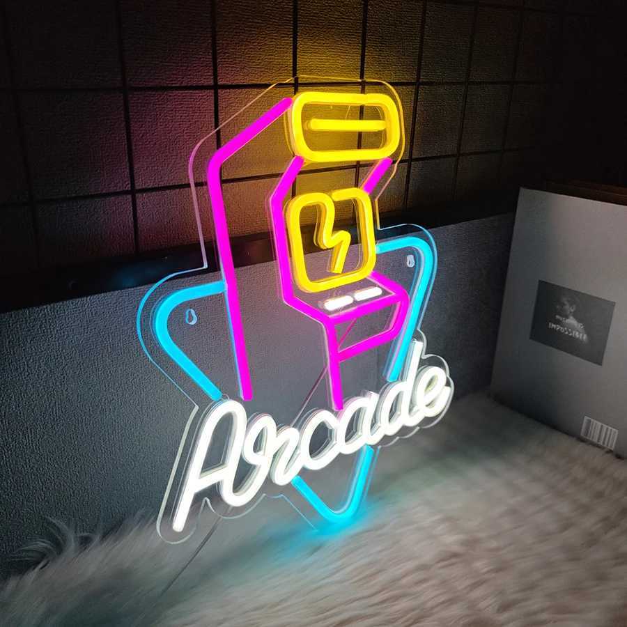 Neon Sign Of Arcade Led Sign Of Color Game Machine Usb Power Supply Switch Used For Game Room Man Cave And Room Decor H251201